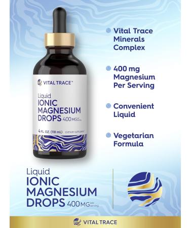 Carlyle Ionic Magnesium Liquid Complex | 400mg | 4 fl oz | Vegetarian Drops | Non-GMO & Gluten Free Supplement | by Vital Trace - Buy Online on GoSupps.com
