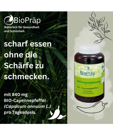 BioPr p ORGANIC Cayenne Pepper Capsules - 180 Vegan Cellulose Capsules | Certified Organic | Made in Germany - Buy Online on GoSupps.com