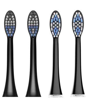 Tristan auron 4x replacement toothbrushes attached brushes for electrical toothbrush sound toothbrush i brush heads compatible with business class (black) 2 - replacement brush heads (black)