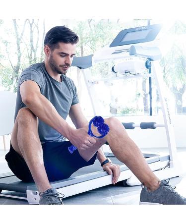 2 Massage Balls with Handle - Self-Massage Roller for Muscle Pain Relief | Fascia Ball for Back Legs Feet & Hands - Blue - Buy Online on GoSupps.com