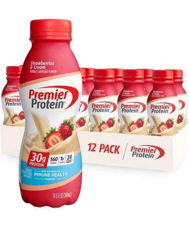 Premier Protein Shake -24 Vitamins & Minerals/Nutrients to Support Immune Health - Strawberries - Pack of 12