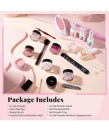 Beetles Dip Powder Nail Kit - 8 Nude Glitter Colors - Starter Kit with Gel Base, Top Coat, Activator, and Nail Tools - Misty Rose Manicure Set - Buy Online on GoSupps.com