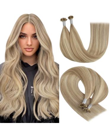 Youngsee Extensions Real Hair Bondings Blond 50 cm Real hair Extensions Bondings Goldblond With Middle Blond Keratin Bonding Real Hair U Tip Hair Extensions Hot Fusion Bondings Extensions 50g #16/250 Cm-U Tip 1-2- #P16/22