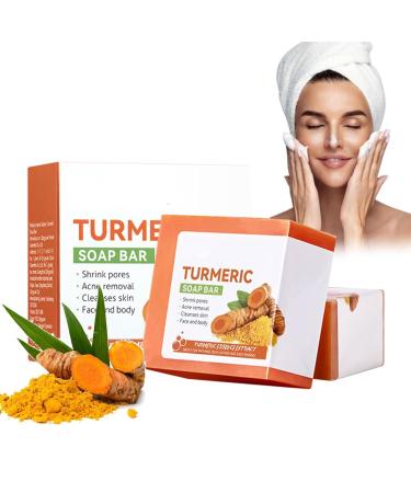 Turmeric Soap Bar Kojic Acid Soap Turmeric Soap Bar Turmeric Brightening Soap Turmeric Soap Bar for Face & Body Natural Turmeric Skin Soap Remove Acne Blackheads Dark Spot for Deep Cleansing