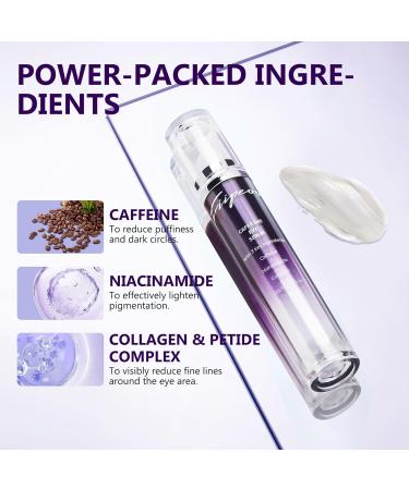 Caffeine Eye Cream for Dark Circles - Caffeine Eye Serum Infused with Collagen and Niacinamide Cream for Puffines and Bags Under Eyes w/ 360 Depuffer Roller 0.33 Fl Oz (Pack of 2) - Buy Online on GoSupps.com