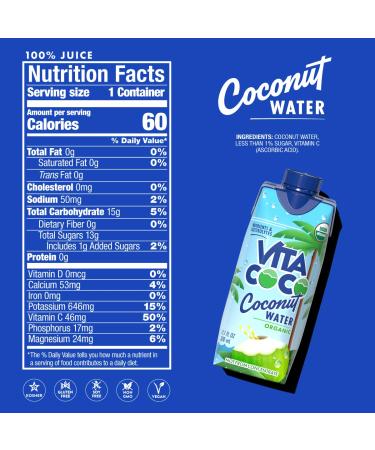Vita Coco Organic Coconut Water 11.1 Oz (Pack of 12) | Refreshing Taste, Natural Electrolytes & Nutrients - Buy Online on GoSupps.com