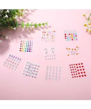 Buy 9 Sheets Self Adhesive Face Gems Stickers | Colorful Rhinestones for Makeup Hair Nails & Crafts - International Shipping Available - Buy Online on GoSupps.com