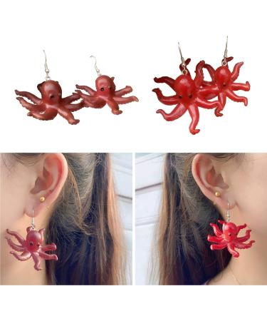 Feyley Eight-Armed Octopus Earrings | Punk Hip-Hop Resin Drop Earrings | Statement Jewelry Gift for Women & Girls - Buy Online on GoSupps.com