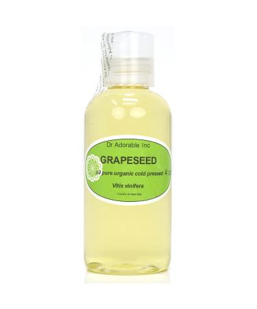 Dr Adorable - 4 oz - Grapeseed Oil - 100% Pure Natural Organic Cold Pressed