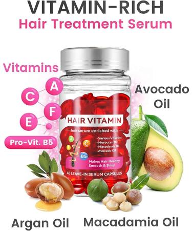 Hair Vitamin Serum Capsules - Nourishing Treatment with Moroccan Macadamia & Avocado Oil | No Rinse Conditioning Serum for All Hair Types - Buy Online on GoSupps.com