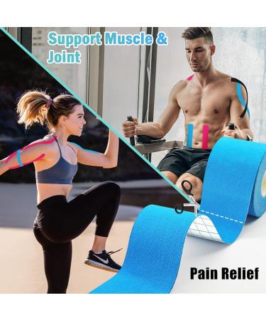 Buy Waterproof Kinesiology Tape 5m x 5cm Elastic & Skin-Friendly Physio Tape for Sports Injuries (Blue/Black/Pink) Perfect for Knees Shoulders and Elbows - Buy Online on GoSupps.com