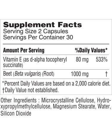 KORESELECT Beet Root 1000mg Capsules with Vitamin E - Nitric Oxide Supplement for Blood Circulation, Antioxidants, Immune Support & Athletic Performance - 60 Vegan Caps for Women and Men - Buy Online on GoSupps.com