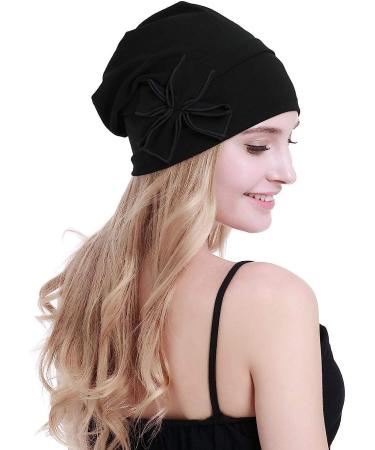 Osvyo Cotton Chemo Turbans Headwear Beanie Hat Cap for Women - Black - Buy Online on GoSupps.com