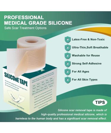Surgical Scar Treatment Silicone Tape - Reusable Medical Grade Sheets for Keloid & Acne Scars (1.6 x 120 Roll) - Buy Online on GoSupps.com