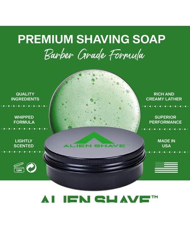 Alien Shave Premium Shaving Soap for Men - Solar Lime 4 Oz (1-Pack) | Coconut Oil & Glycerin Infused - Buy Online on GoSupps.com