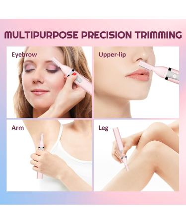 Rechargeable Electric Eyebrow Trimmer for Women - Painless Facial Hair Shaver & Detail Razor in Pink | Perfect for Face Neck and Lips - Buy Online on GoSupps.com