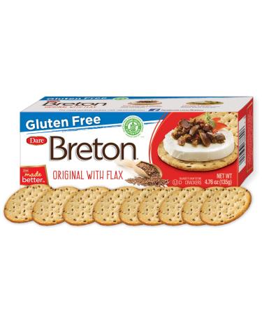 Dare Breton Gluten Free Crackers, Original with Flax, 4.76 Ounce,Pack of 1