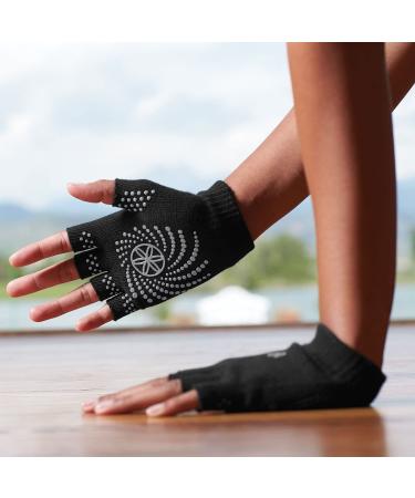 Gaiam Grippy Yoga Gloves - Black/Grey | Non-Slip Grip for Enhanced Yoga Practice - Buy Online on GoSupps.com