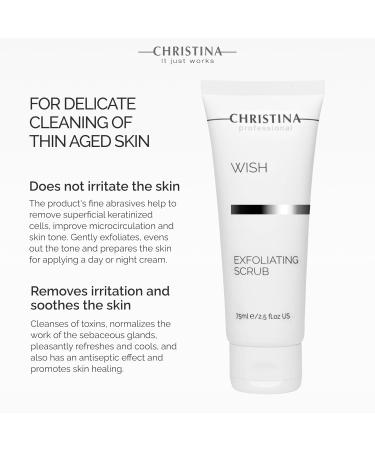 Christina Wish Deep Exfoliating Face Scrub 75ml Unclogs Pores & Deep Cleanses with Mint & Crystals Ideal for All Skin Types - Buy Online on GoSupps.com