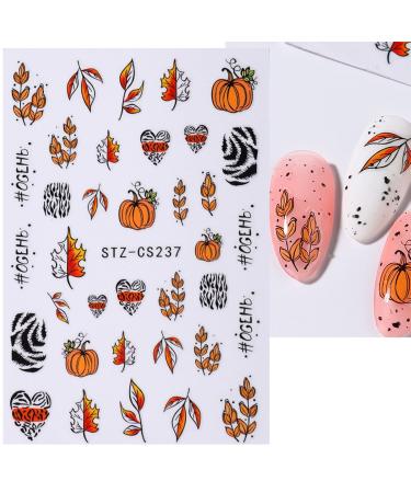 JMEOWIO Fall Nail Art Stickers - 9 Sheets Self-Adhesive Pumpkin & Maple Leaf Designs for Stunning Nail Decor - Buy Online on GoSupps.com