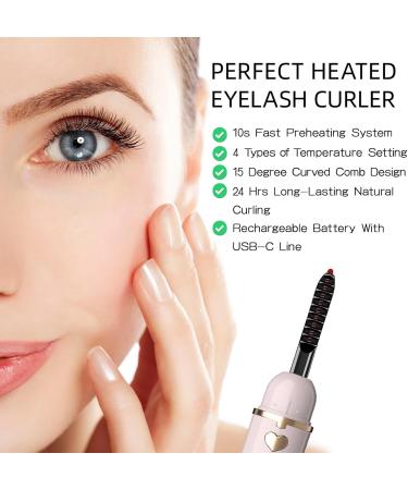 Heated Eyelash Curlers - Safe Silicone Pad Long Battery Life Stylish Sakura Pink/Champagne Gold | X8-132MM - Buy Online on GoSupps.com