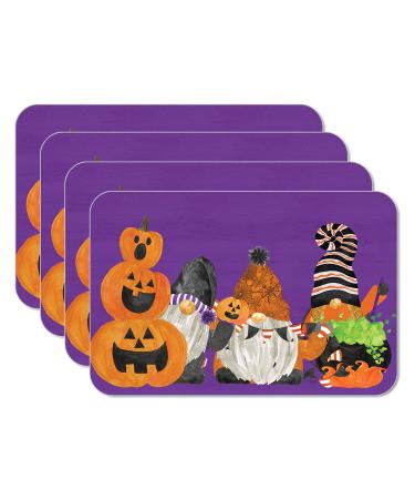 CounterArt Gnome for Halloween 4 Pack Reversible Easy Care Flexible Plastic Placemats Made in The USA BPA Free PVC Free Easily Wipes Clean