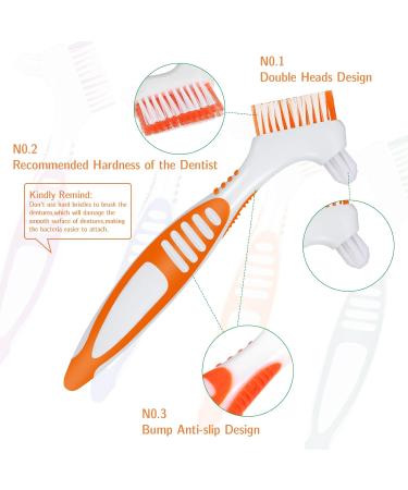 Caromoriber House 4Pcs Denture Brush Dual Head Toothbrushes Portable Denture Brush with Soft Bristles and Dual Angled Hard Denture Cleaning Brush for Denture Care Denture Toothbrush - Buy Online on GoSupps.com