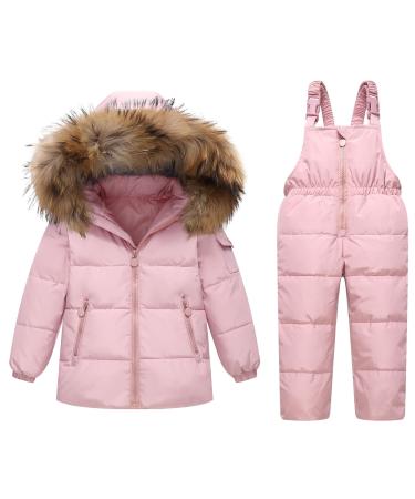 Kids Winter Puffer Jacket and Snow Bib Pants Ski Suits 2-Piece Snowsuit Hooded Down Coat and Snow Pants Outfits Set 18-24 Months Pink - Buy Online on GoSupps.com