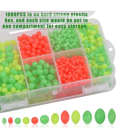 JSHANMEI 1000pcs Fishing Beads Assortment Set - Soft Plastic Glow Beads Mix Color for Fishing Tackle and Rigs | Saltwater Bait Eggs in Oval Round Shape - Buy Online on GoSupps.com