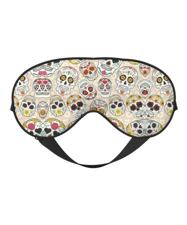 SSIMOO Mexican Skull1 Print Ultra-Soft Light-Blocking Eye Mask for Optimal Comfort and Restful Sleep Black