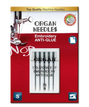 ORGAN NEEDLES 75/11 Anti-Glue Embroidery x 5 Needles