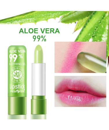 2 Pack Aloe Vera Color Changing Lipstick & Lip Balm Set for Women - Long Lasting & Moisturizing Lip Gloss with Magic Temperature Lip Stain (7#) - Buy Online on GoSupps.com