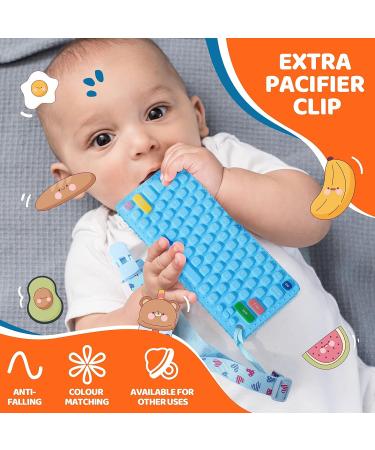 Orzbow Silicone Teething Toy for Babies 0-12 Months - Cool Keyboard Shape Teether with Dummy Clip - BPA-Free - Blue - Buy Online on GoSupps.com