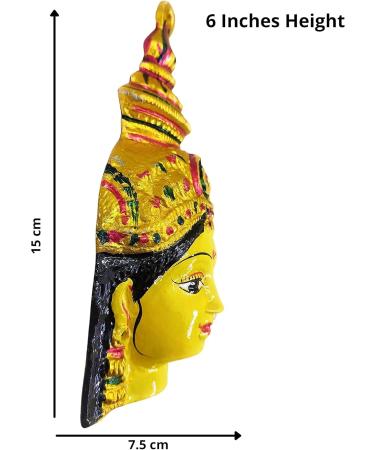 Yellow Ammavari Face - 6 Inch Laxmi Mukhota for Pooja | Varalakshmi & Amman Face Statue - International Shipping Available - Buy Online on GoSupps.com