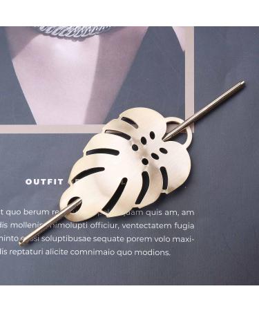 Yheakne Vintage Leaf Hair Clip - Gold Metal Bun Holder for Women and Girls - Buy Online on GoSupps.com