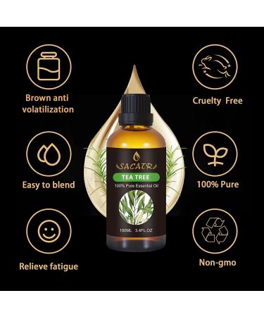 Organic Tea Tree Essential Oil for Cleansing Breakouts & Dandruff - 100% Pure & Natural for Skin, Hair, and Diffuser - Buy Online on GoSupps.com