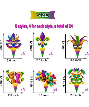 24Pcs Mardi Gras Cupcake Toppers Masquerade Party Decorations for Mardi Gras - Buy Online on GoSupps.com