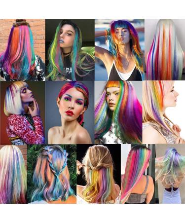 36PCS Colored Clip in Hair Extensions - 21 Rainbow Colors for Kids - Multi-Colors Party Highlights - Synthetic Hairpieces (36 Colors Set) - Buy Online on GoSupps.com