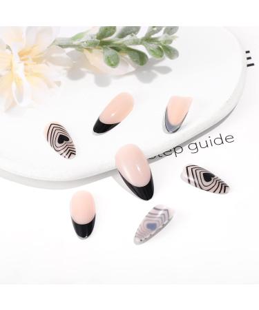 Sethexy Valentine Mandel False Nails - 24Pcs Pink Acrylic Art Press On Nails with Black Heart Design for Women & Girls - Perfect Love Heart Nails for a Romantic Look - Buy Online on GoSupps.com