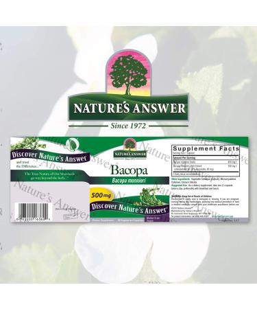 Nature's Answer Bacopa 500mg - 90 Vegetarian Capsules | Premium Herbal Supplement - Buy Online on GoSupps.com