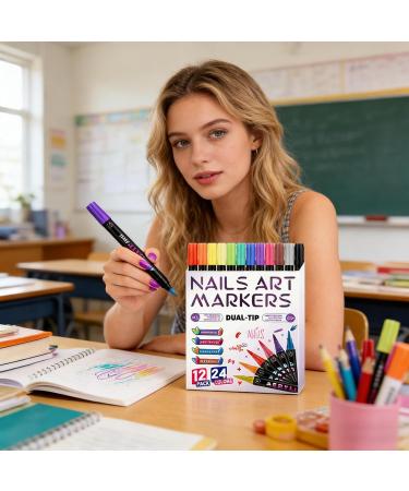 Stylos Pour Vernis Ongles 12 Pi ces De Stylos 3D Pour Sans Puces l gance Double Pointe Manucure Points | Marqueur D'ongles Pour La Maison Salon De Beaut Voyage Int rieur Ext ri - Buy Online on GoSupps.com