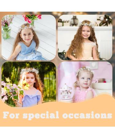 Flower Girl Headpiece Princess Hair Accessory Wedding Flower Crown for Kids Flower Girl Headband Pearl and Flower Girls Bridal Wedding Communion Hair Band Women Headbands(Gold) - Buy Online on GoSupps.com