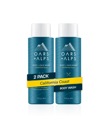 Oars + Alps Body Wash for Men Mens Body Wash with Vitamin E and Antioxidants Moisturizing Hydrating Paraben & Sulfate Free Cleanser California Coast 2pk 13.5 Fl Oz (2 Pack) California Coast