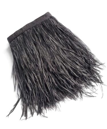 HAPPY FEATHER 2 Yards 5-6inch Black Ostrich Feathers Trim Fringe for DIY Dress Sewing Crafts Costumes Decoration - Buy Online on GoSupps.com