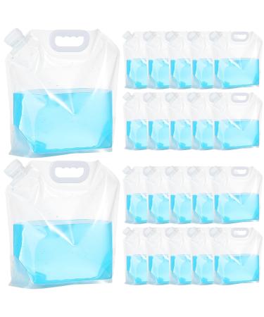 26 Gallon Collapsible Water Container Bag, 1.3 Gallon x 20 Pcs Emergency Water Container Freezable BPA Free Food Grade Clear Plastic Storage Bag Foldable Water Bottle for Camping Riding Mountaineer