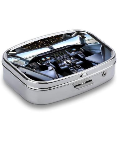 Airplane Cockpit Pill Box - Cute Square Portable Medicine Organizer for Vitamins & Tablets - Ideal for Purse & Pocket - Buy Online on GoSupps.com