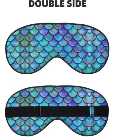 Mermaid Teal Fish Scale Print Eye Mask | Block Out Light | Travel & Sleep Comfort 7.9x4 inch - Buy Online on GoSupps.com
