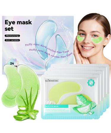 48 Pi ces Masque Yeux Aloe Vera Patchs Yeux Masque Hydratant pour les yeux Anti-Cernes et Soulage les Poches Soin Nourrissant pour le Contour des Yeux Soins Visage (Aloe Vera) 48 unit (Lot de 1) Aloe Vera