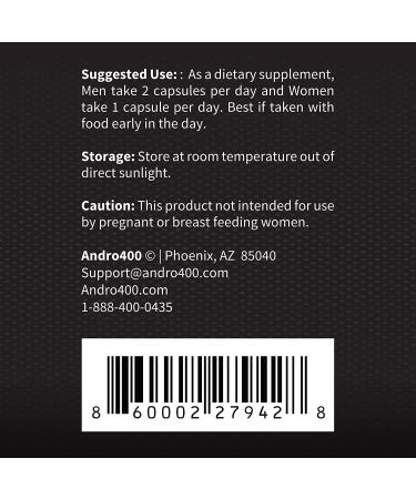 Andro400 T Booster Supplement (3 Pack AndroMax) AndroMax 60 Count (Pack of 1) - Buy Online on GoSupps.com