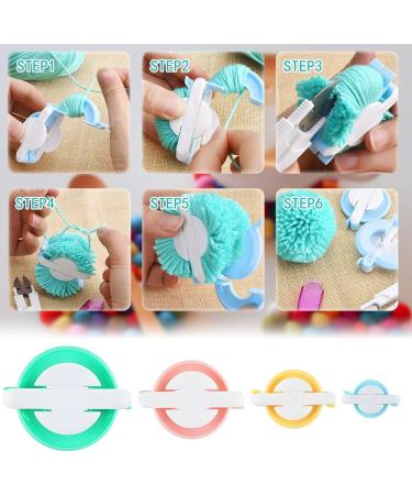 Brimfulite Pom Pom Makers Set with Scissors - 4 Sizes for DIY Yarn Crafts (Green Blue Pink Yellow) - Buy Online on GoSupps.com